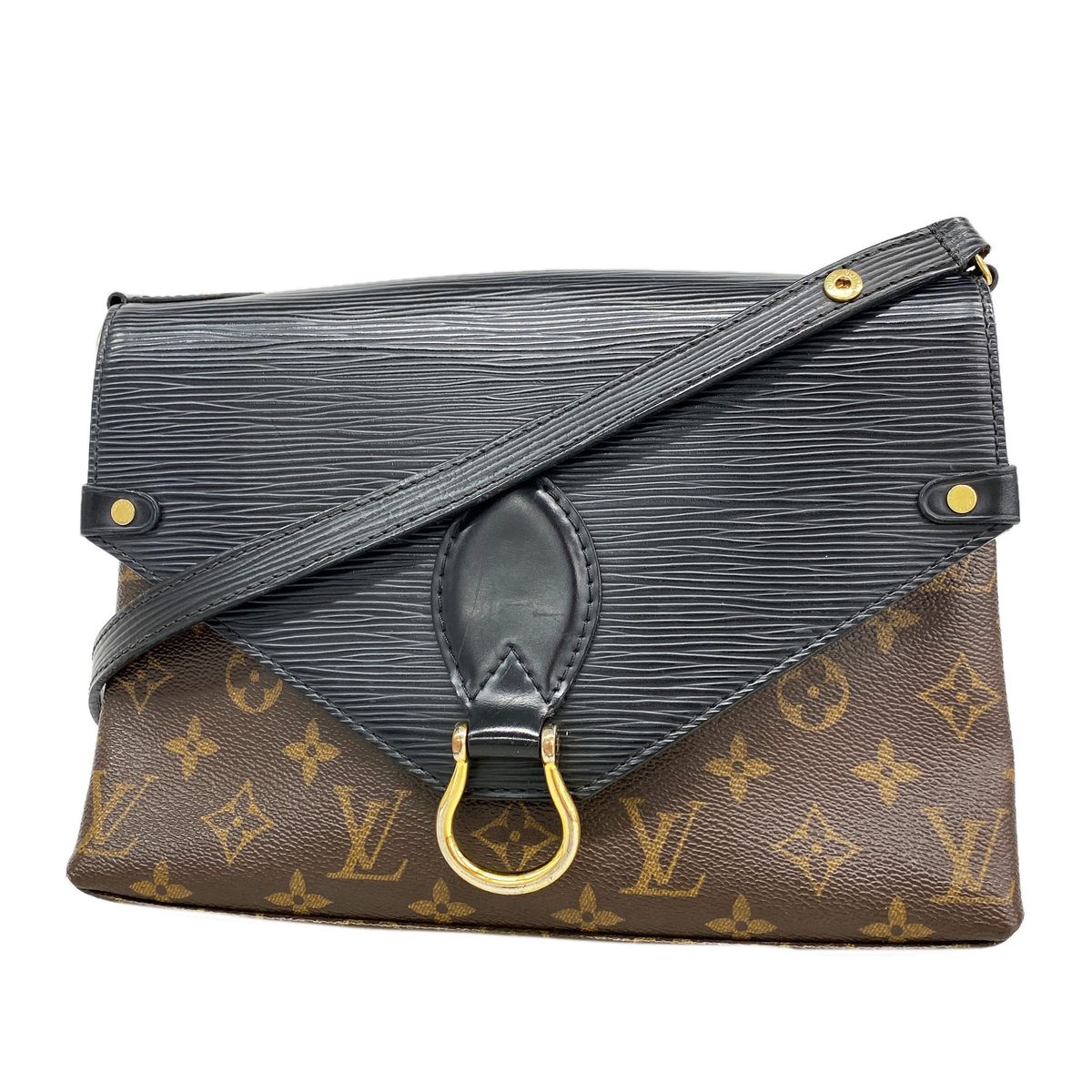 Louis Vuitton Shoulder Bag Monogram Epi Saint Michel Brown Noir