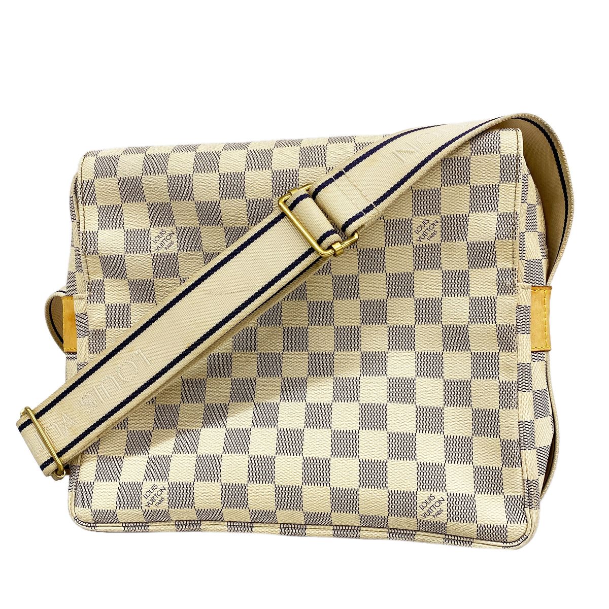 Louis Vuitton Shoulder Bag Damier Azur Naviglio White