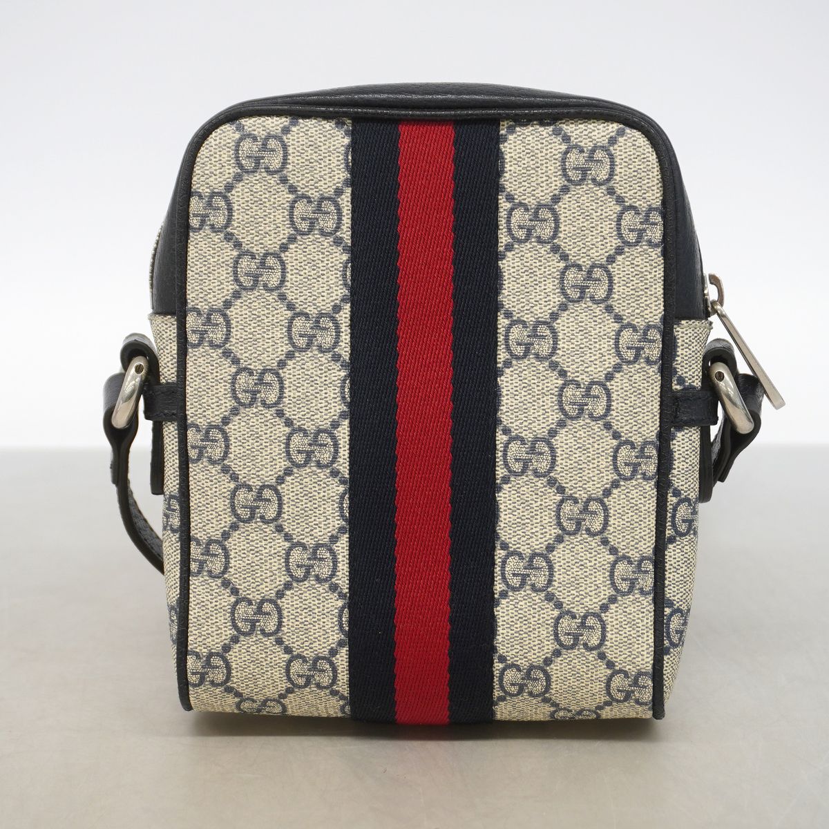 Gucci Shoulder Bag GG Marmont Leather Navy Silver — view 8