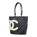Chanel Tote Bag Cambon Lambskin Black Silver