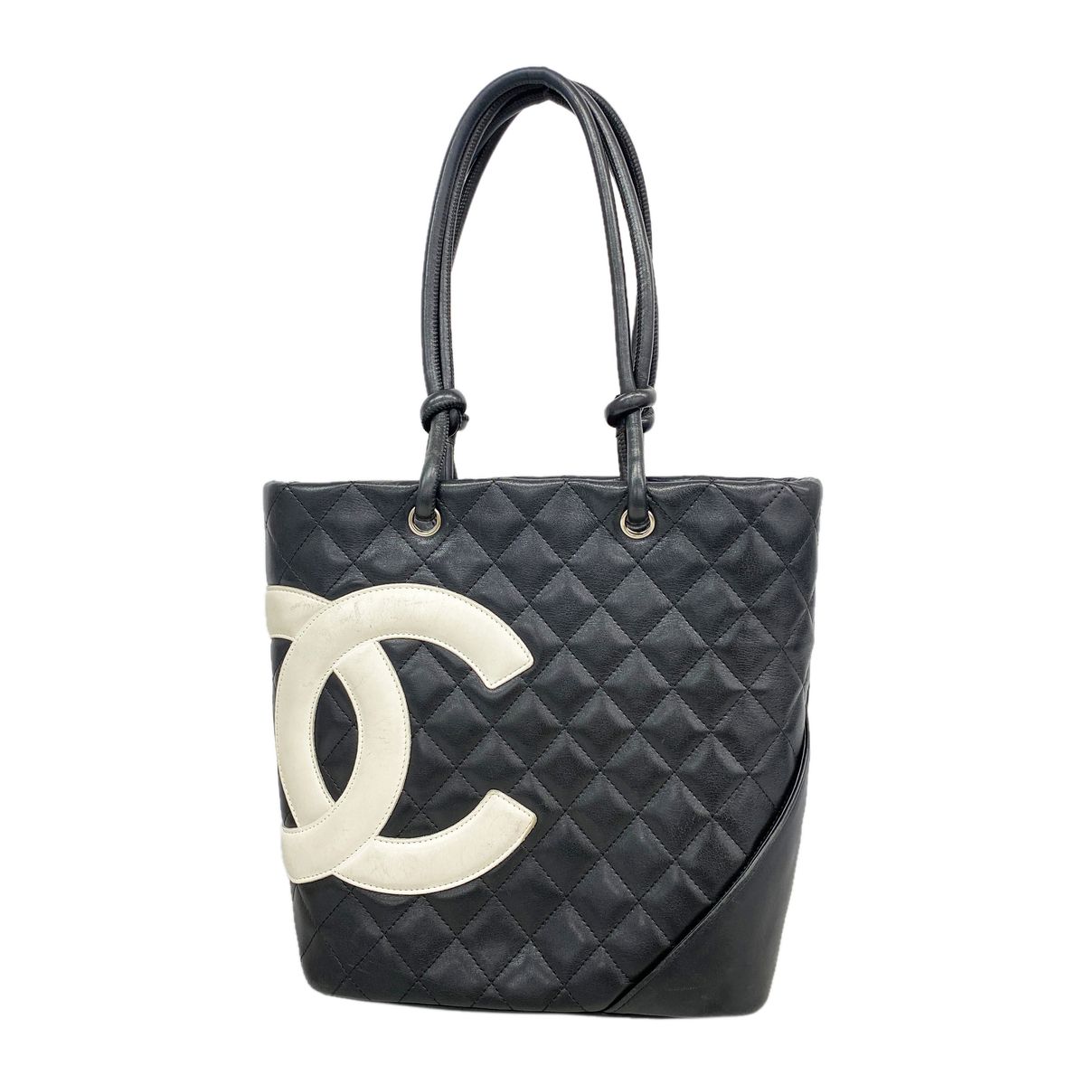 Chanel Tote Bag Cambon Lambskin Black Silver
