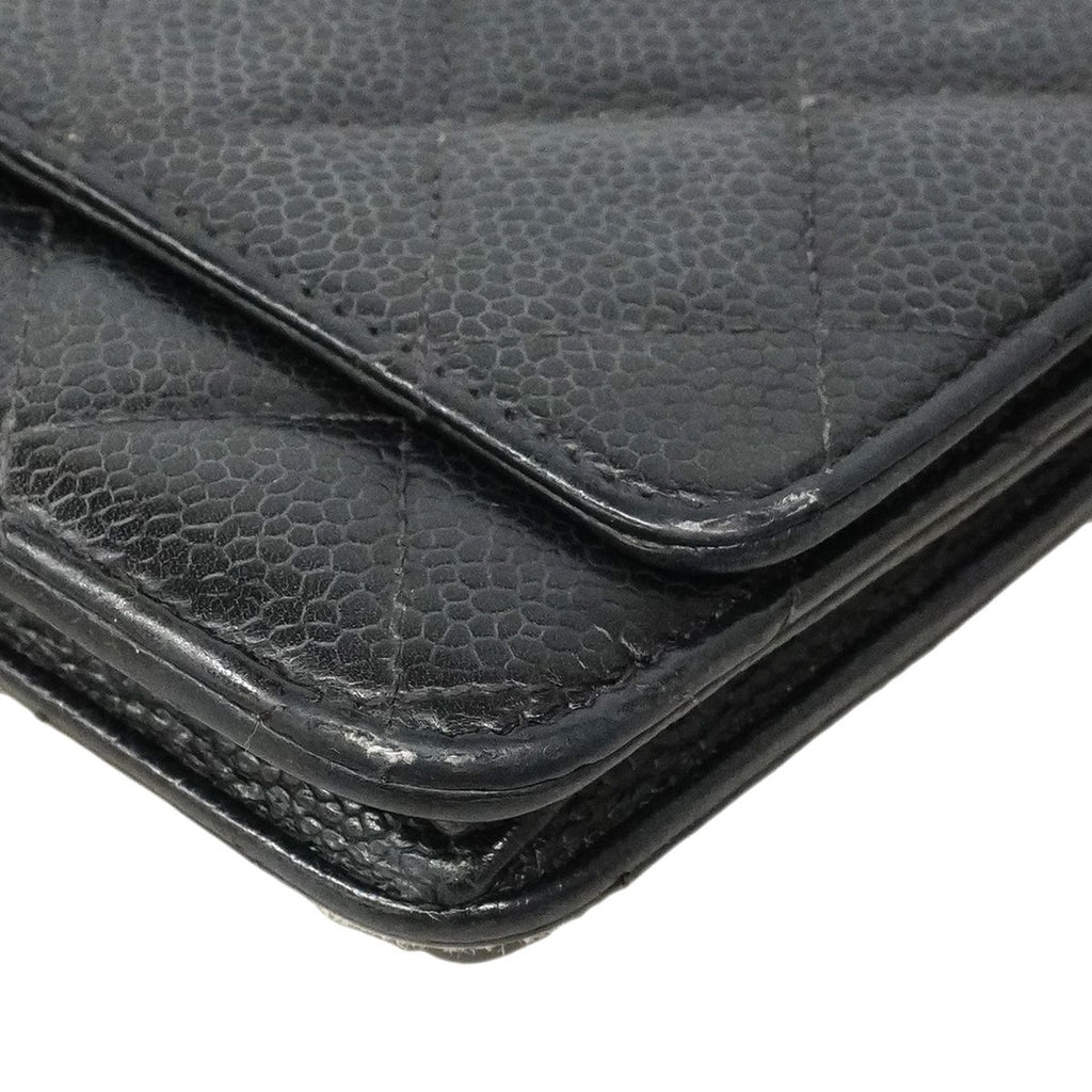 Chanel Wallet on Chain Quilted Caviar Leather Black Gold Shoulder Bag — view 7