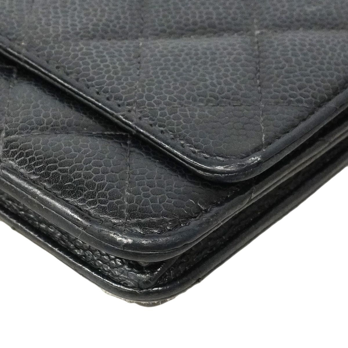 Chanel Wallet on Chain Quilted Caviar Leather Black Gold Shoulder Bag — view 7