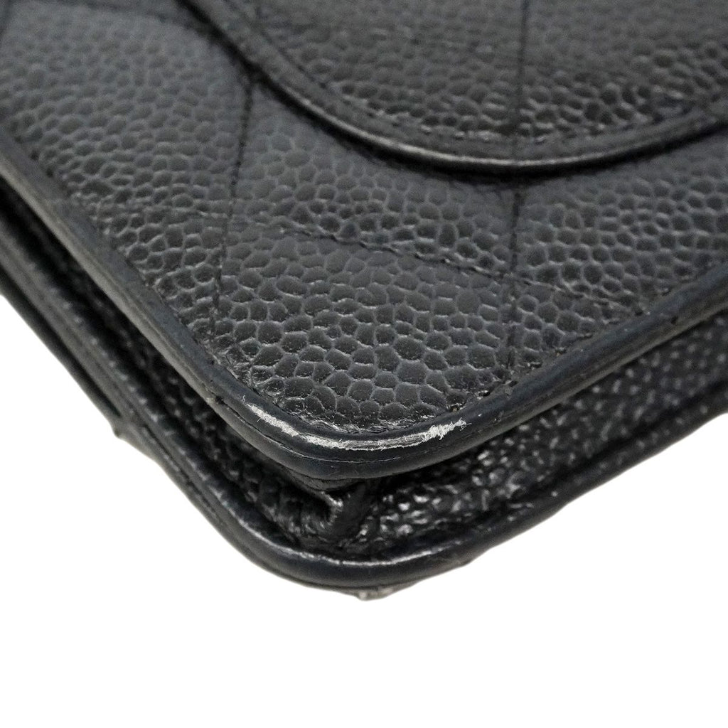 Chanel Wallet on Chain Quilted Caviar Leather Black Gold Shoulder Bag — view 6