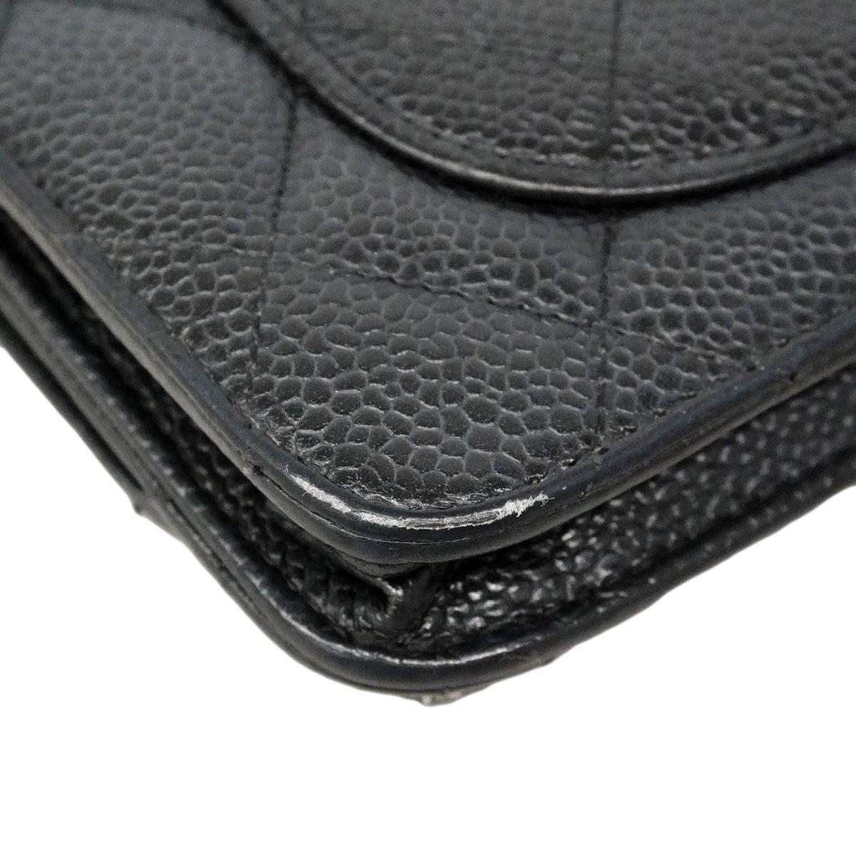 Chanel Wallet on Chain Quilted Caviar Leather Black Gold Shoulder Bag — view 6