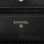 Chanel Wallet on Chain Quilted Caviar Leather Black Gold Shoulder Bag — view 5