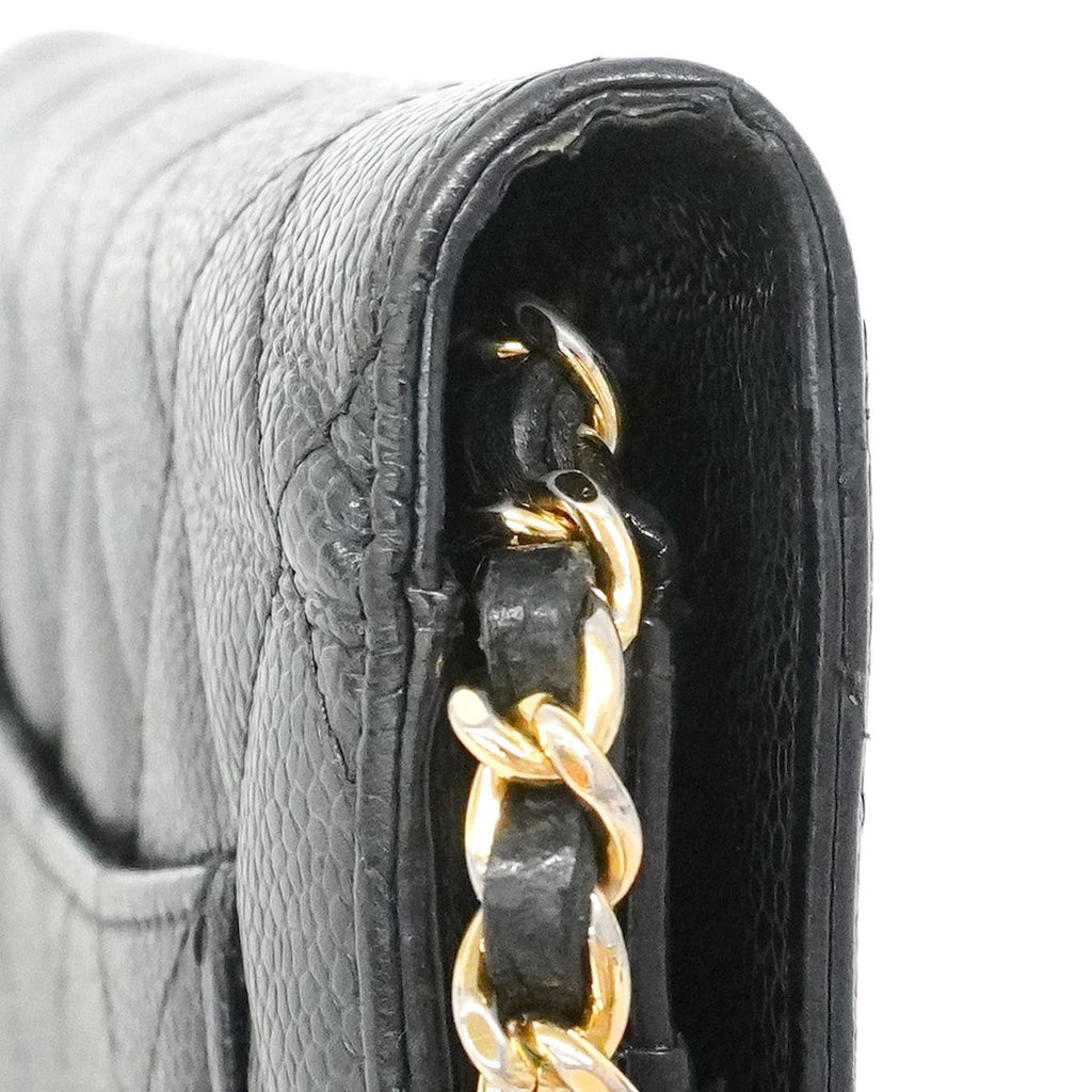 Chanel Wallet on Chain Quilted Caviar Leather Black Gold Shoulder Bag — view 8