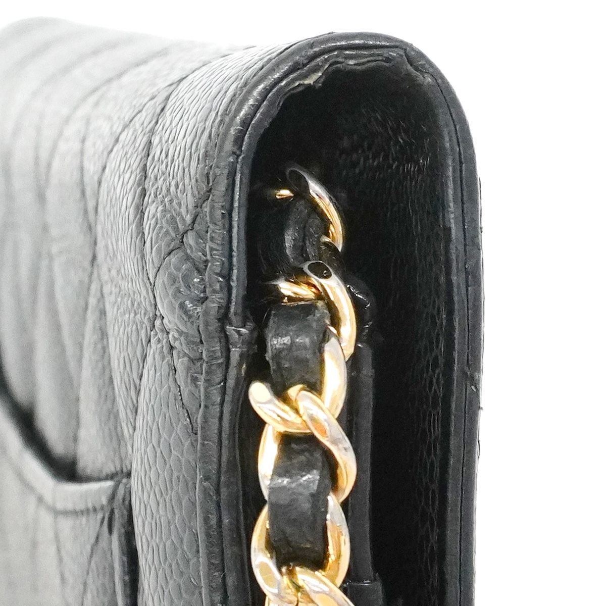 Chanel Wallet on Chain Quilted Caviar Leather Black Gold Shoulder Bag — view 8