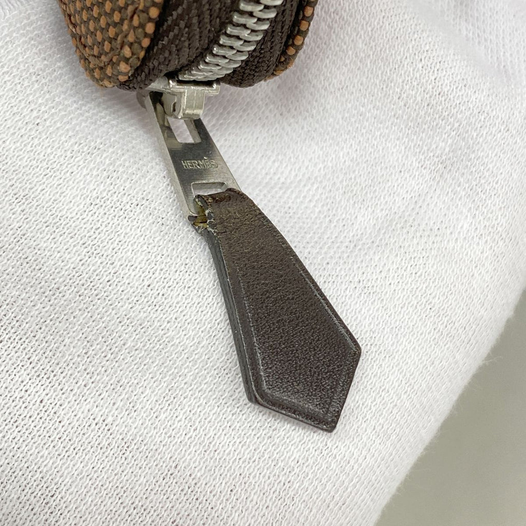Hermes Coin Purse Herline Perth PM Nylon Brown Silver — view 6