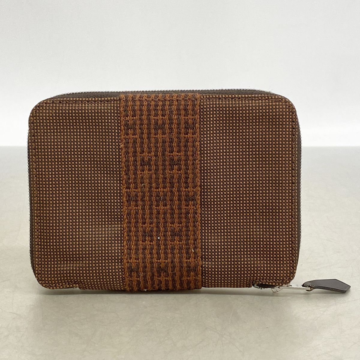 Hermes Coin Purse Herline Perth PM Nylon Brown Silver — view 7