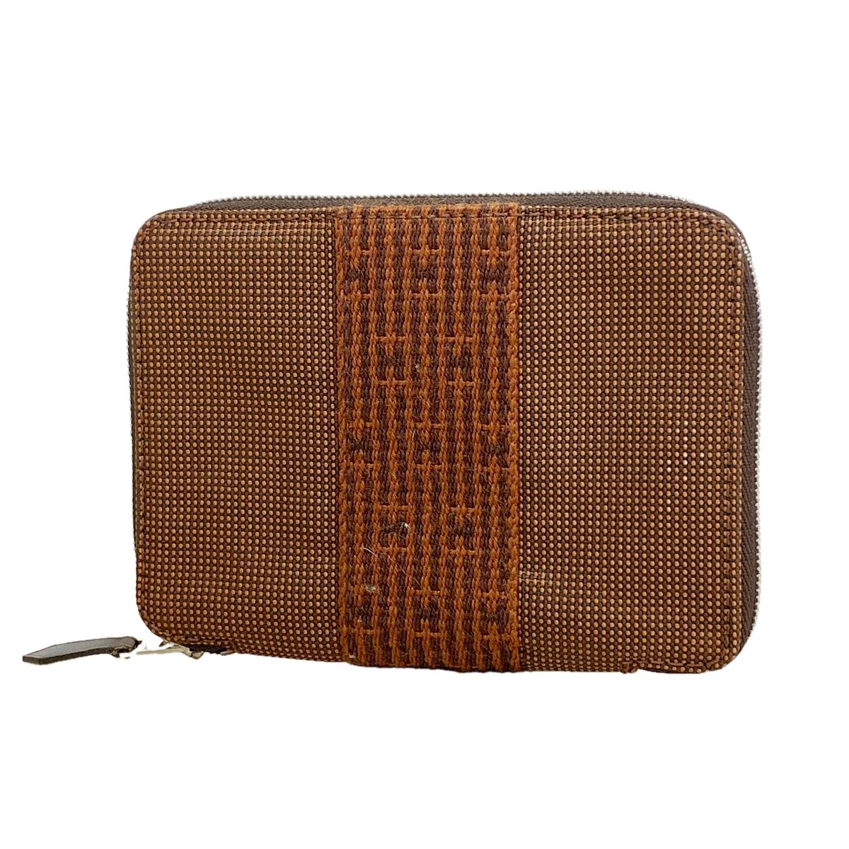 Hermes Coin Purse Herline Perth PM Nylon Brown Silver