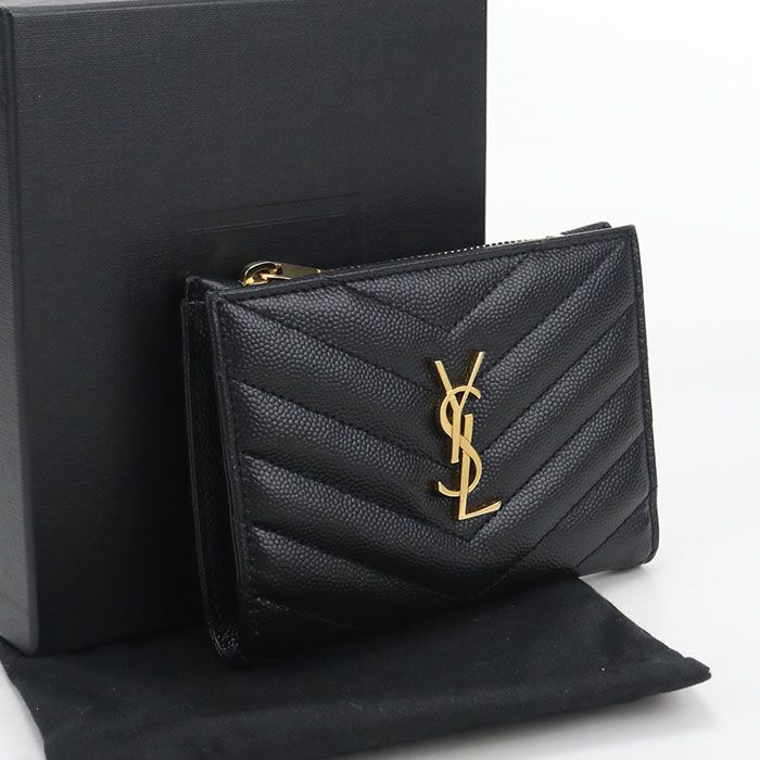 Saint Laurent Zip Wallet Monogram Bifold Calfskin