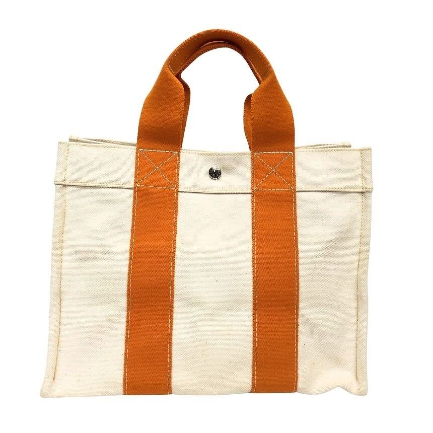 Hermes Bora PM Tote Bag Cotton Canvas Orange