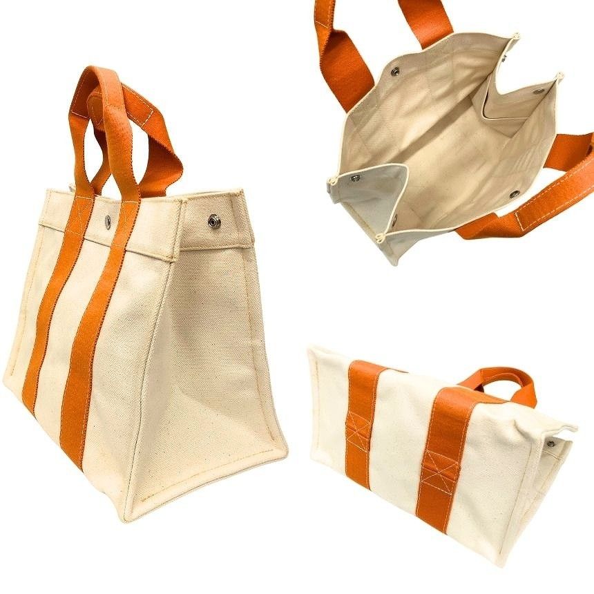 Hermes Bora PM Tote Bag Cotton Canvas Orange — view 2