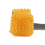 Fendi Pico Baguette Chain Shoulder Pouch Beads Leather Orange Charm — view 2
