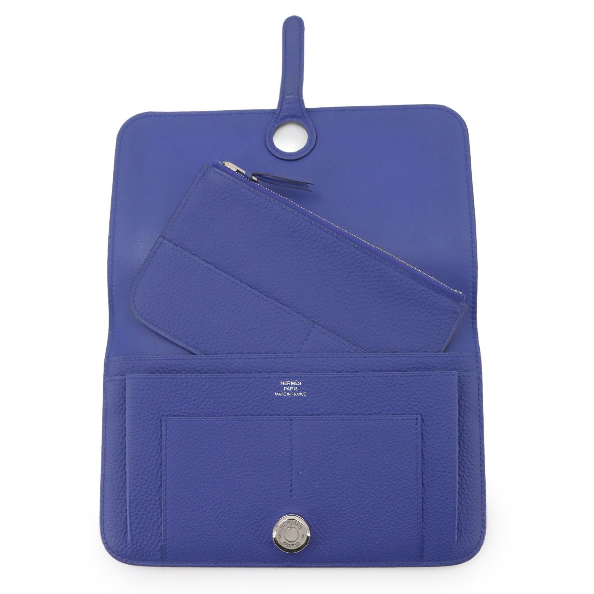 Hermes Dogon GM Bifold Wallet Togo Blue Electric Silver — view 5