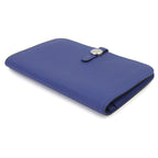 Hermes Dogon GM Bifold Wallet Togo Blue Electric Silver — view 3