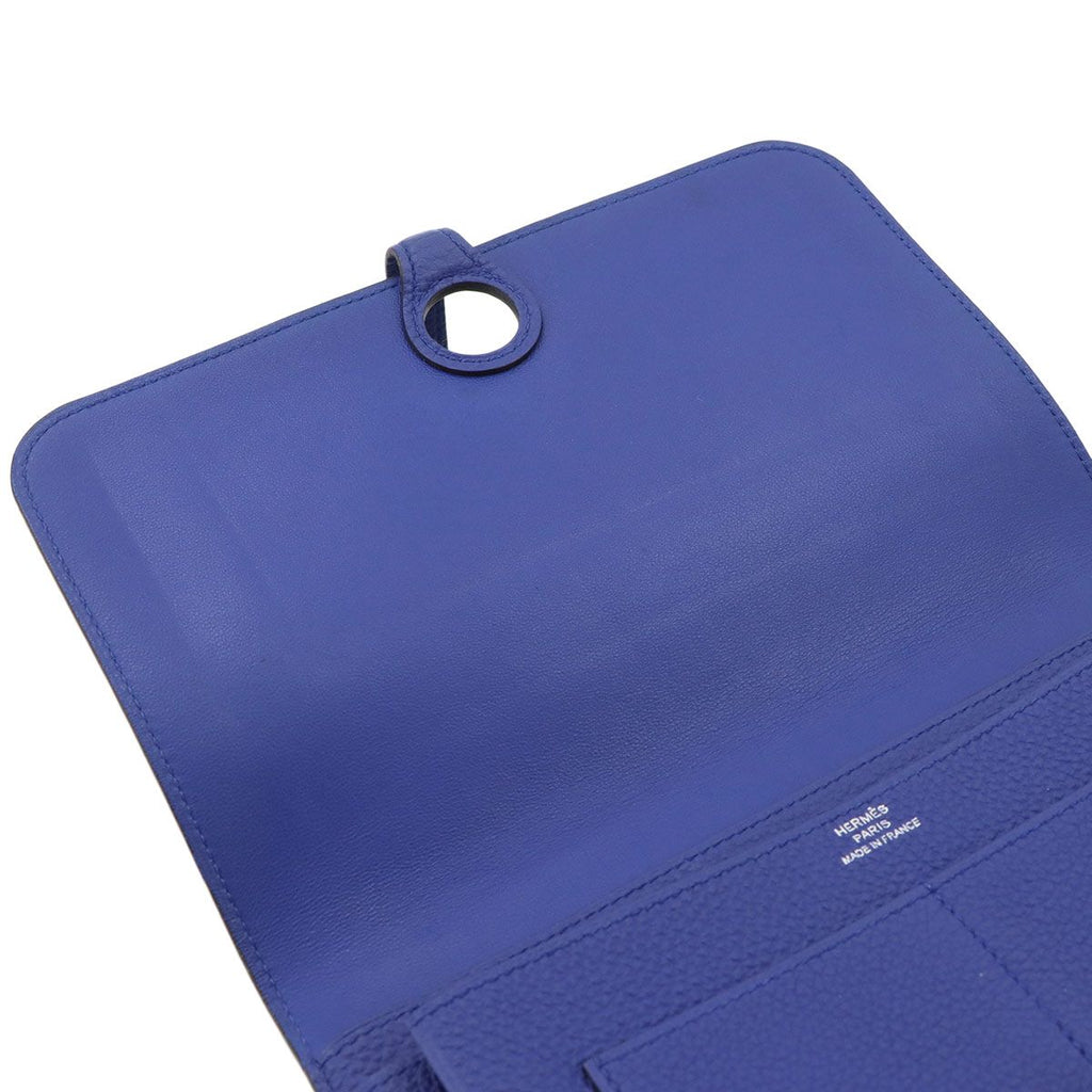 Hermes Dogon GM Bifold Wallet Togo Blue Electric Silver — view 6