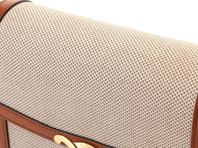 Celine Teen Triomphe Brown Natural Canvas Leather Shoulder Bag — view 5