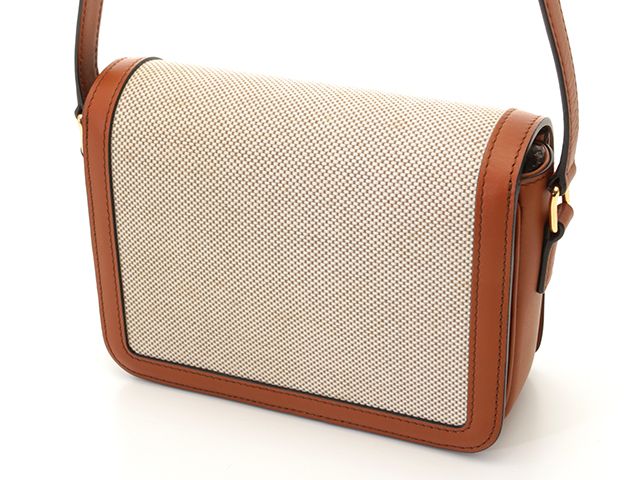 Celine Teen Triomphe Brown Natural Canvas Leather Shoulder Bag — view 2