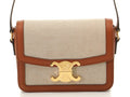 Celine Teen Triomphe Brown Natural Canvas Leather Shoulder Bag