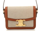 Celine Teen Triomphe Brown Natural Canvas Leather Shoulder Bag