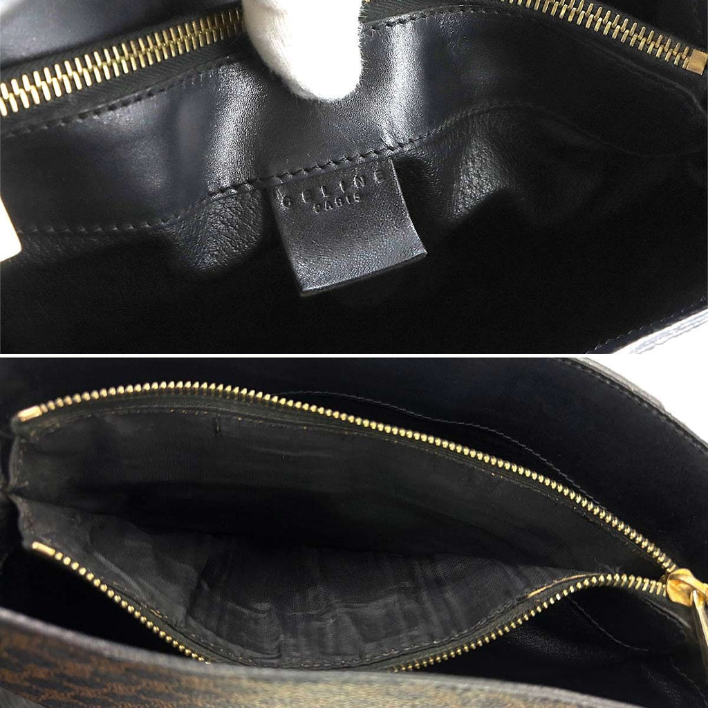 Celine Macadam Bag Leather Black Brown Gold Vintage — view 8