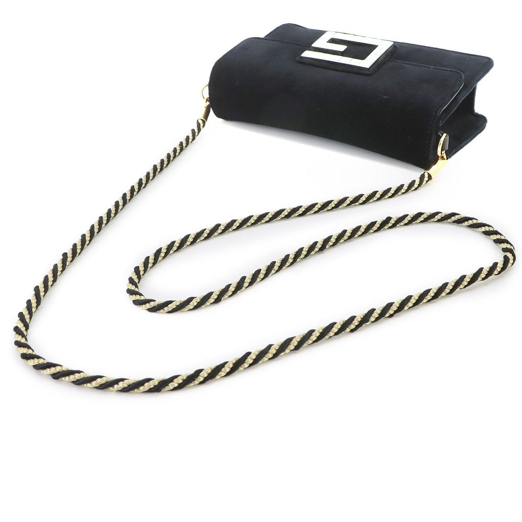 Gucci Square G 2-Way Clutch Shoulder Bag Velvet Black Gold — view 5