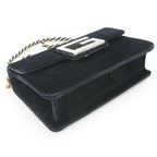 Gucci Square G 2-Way Clutch Shoulder Bag Velvet Black Gold — view 4