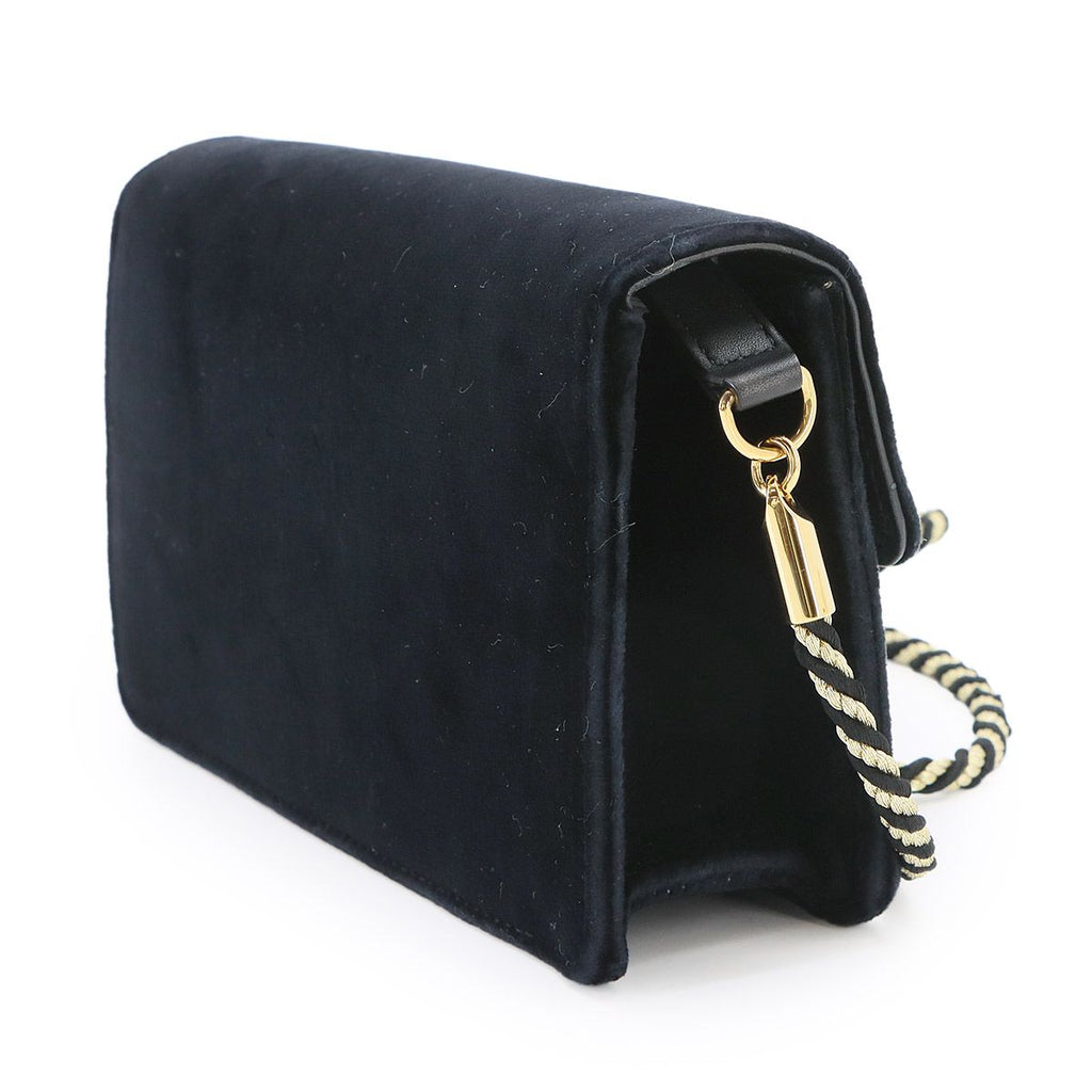 Gucci Square G 2-Way Clutch Shoulder Bag Velvet Black Gold — view 3