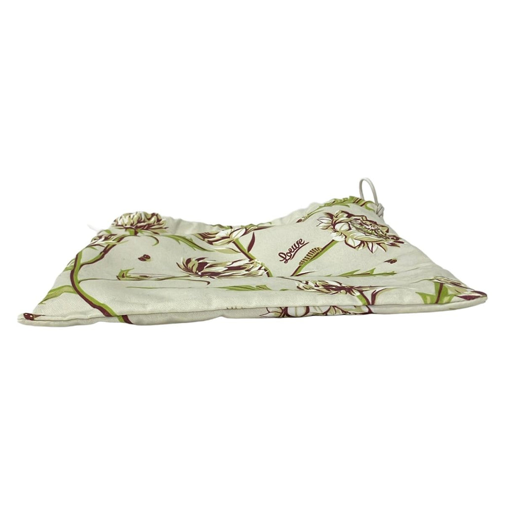 Loewe Pouch Drawstring Ivory Light Green Multi Plant Pattern Cotton Leather — view 3