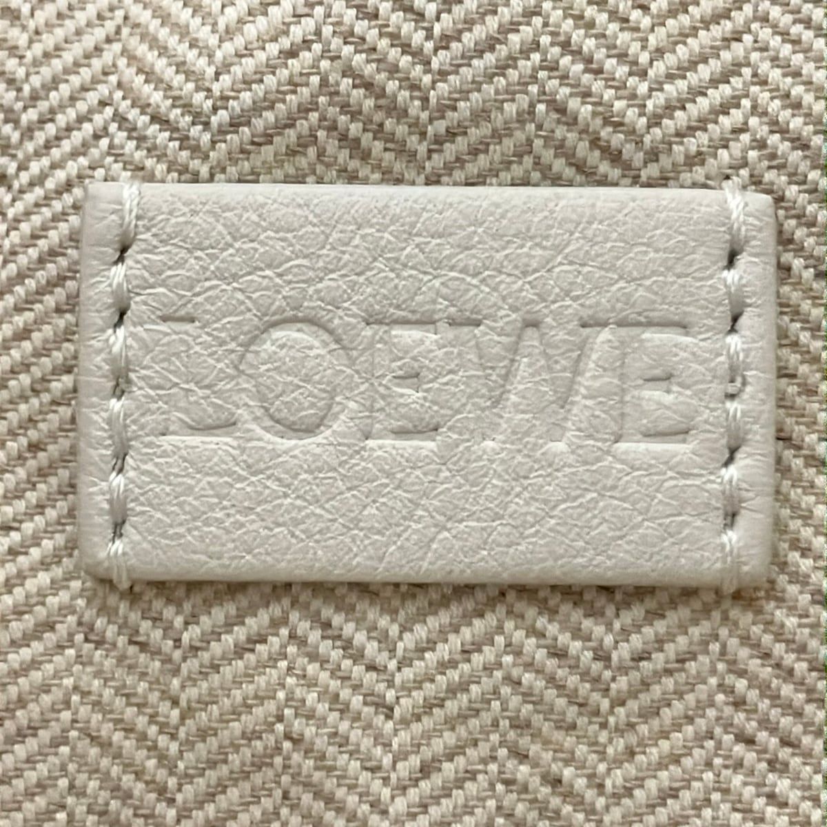 Loewe Pouch Drawstring Ivory Light Green Multi Plant Pattern Cotton Leather — view 4