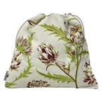 Loewe Pouch Drawstring Ivory Light Green Multi Plant Pattern Cotton Leather — view 2