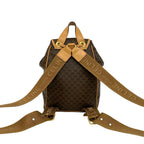 Celine Vintage Macadam Pattern Logo Ring Leather Backpack Brown — view 3