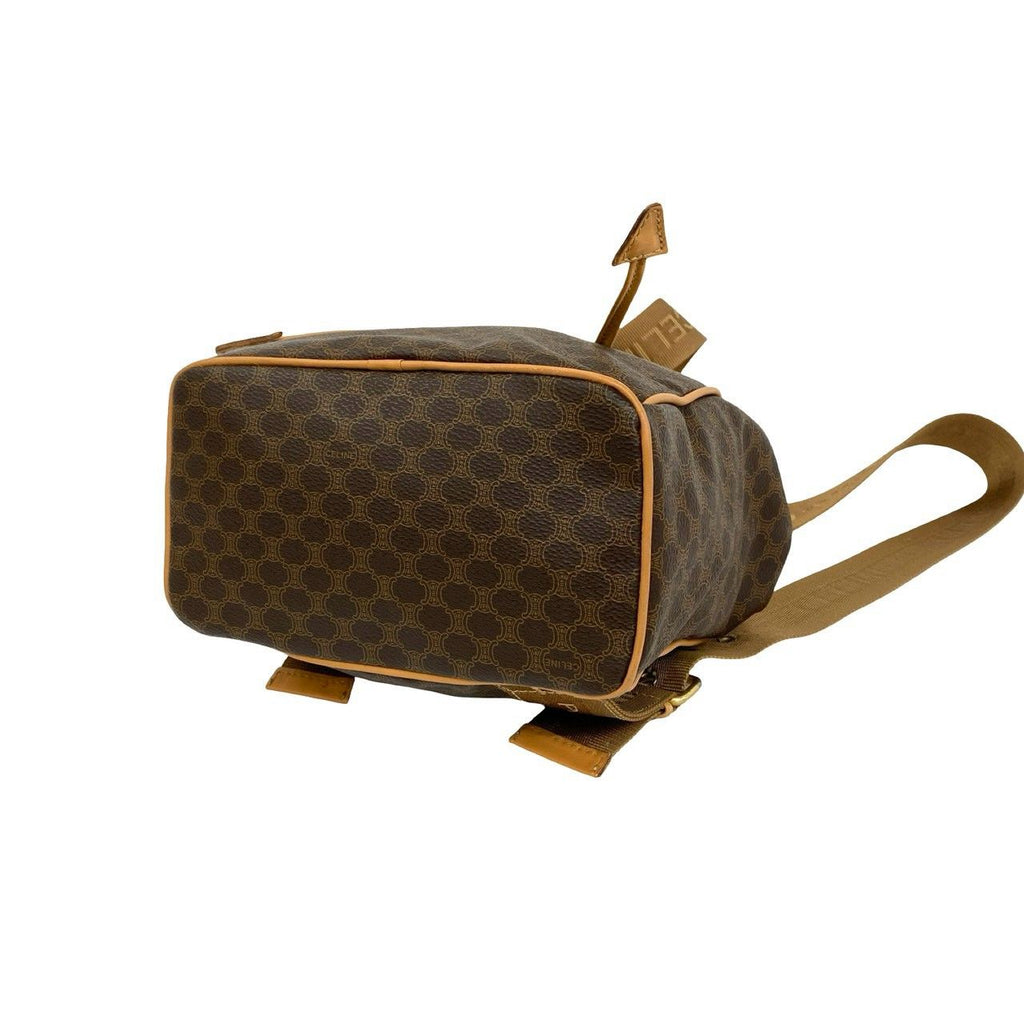 Celine Vintage Macadam Pattern Logo Ring Leather Backpack Brown — view 8