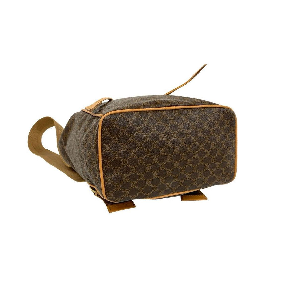 Celine Vintage Macadam Pattern Logo Ring Leather Backpack Brown — view 7