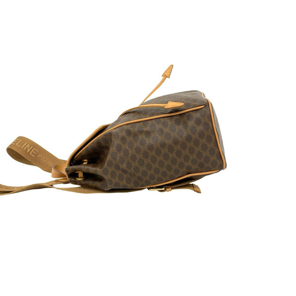 Celine Vintage Macadam Pattern Logo Ring Leather Backpack Brown — view 5