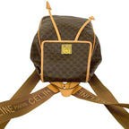 Celine Vintage Macadam Pattern Logo Ring Leather Backpack Brown — view 4