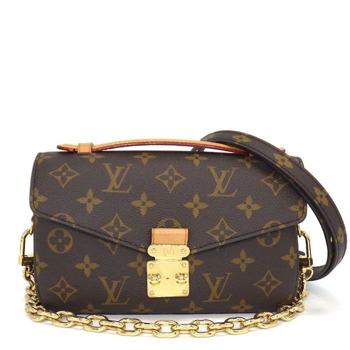 Louis Vuitton Shoulder Bag Pochette Metis Monogram Canvas Leather Gold