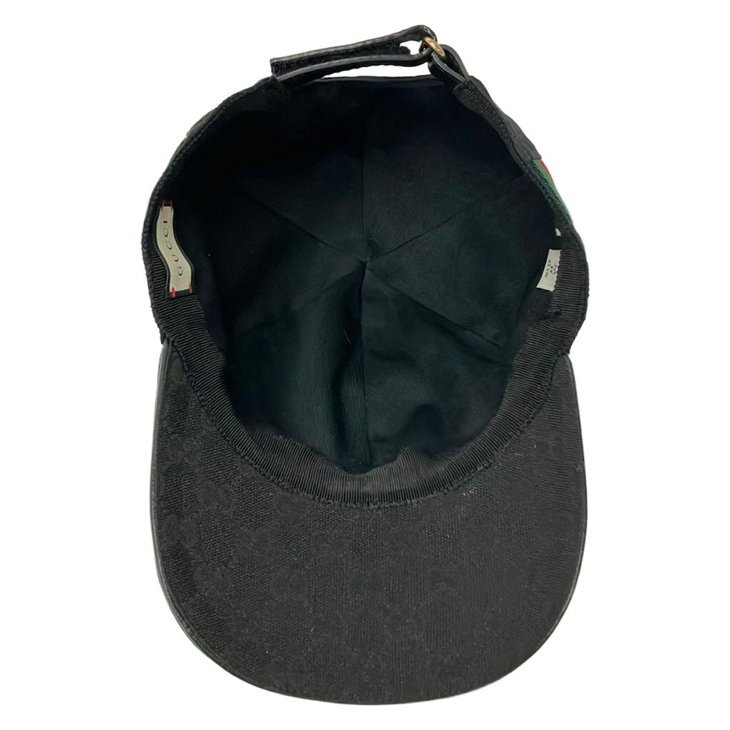 Gucci Cap M Black Green Red GG Pattern Sherry Hat — view 4