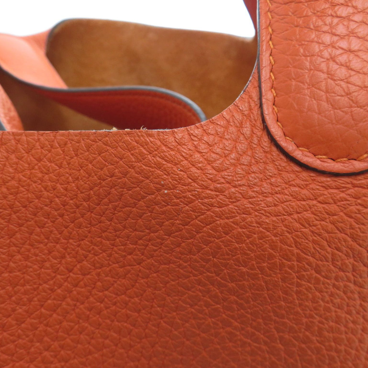 Hermes Picotin Lock MM Silver Handbag Taurillon Clemence Orange — view 6