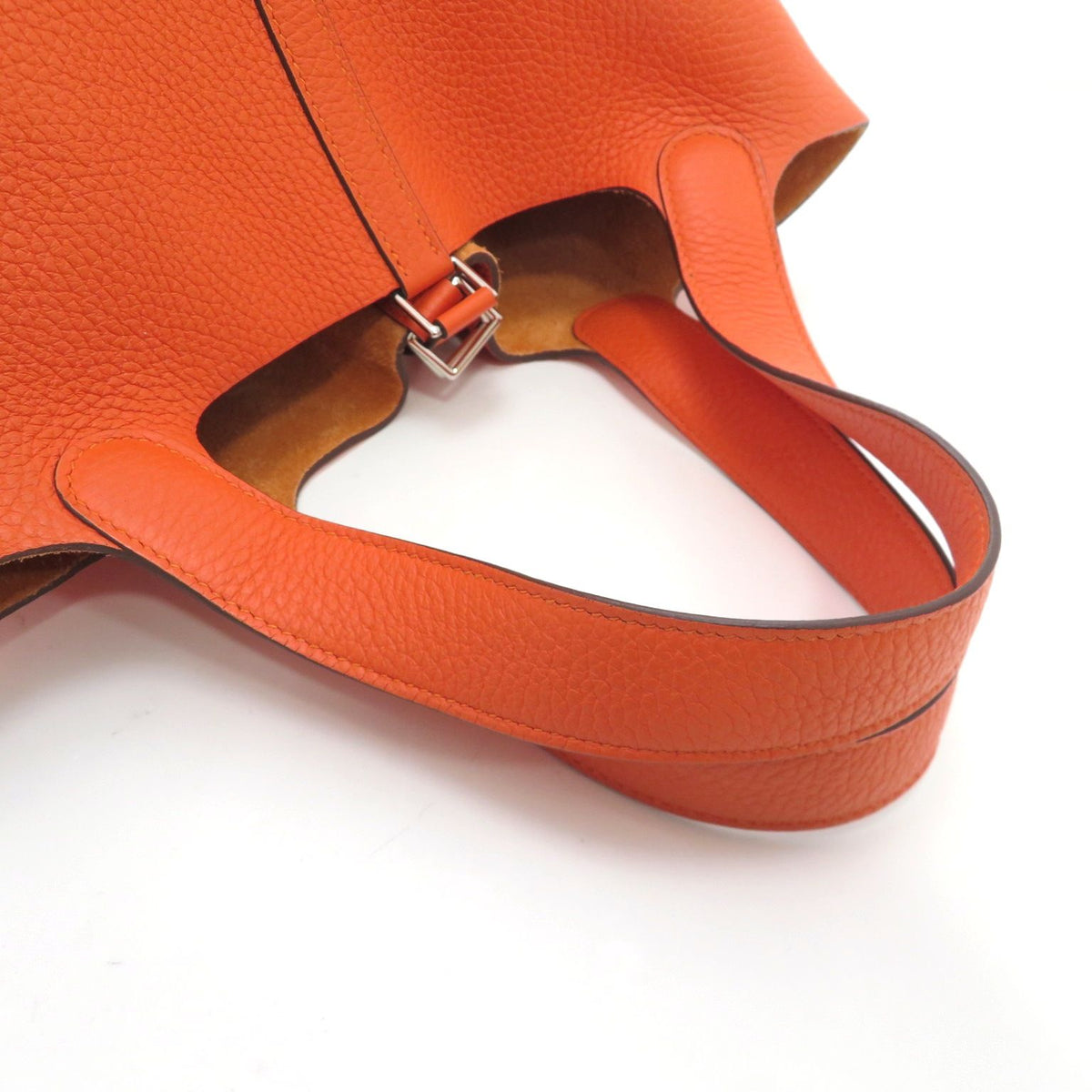 Hermes Picotin Lock MM Silver Handbag Taurillon Clemence Orange — view 7