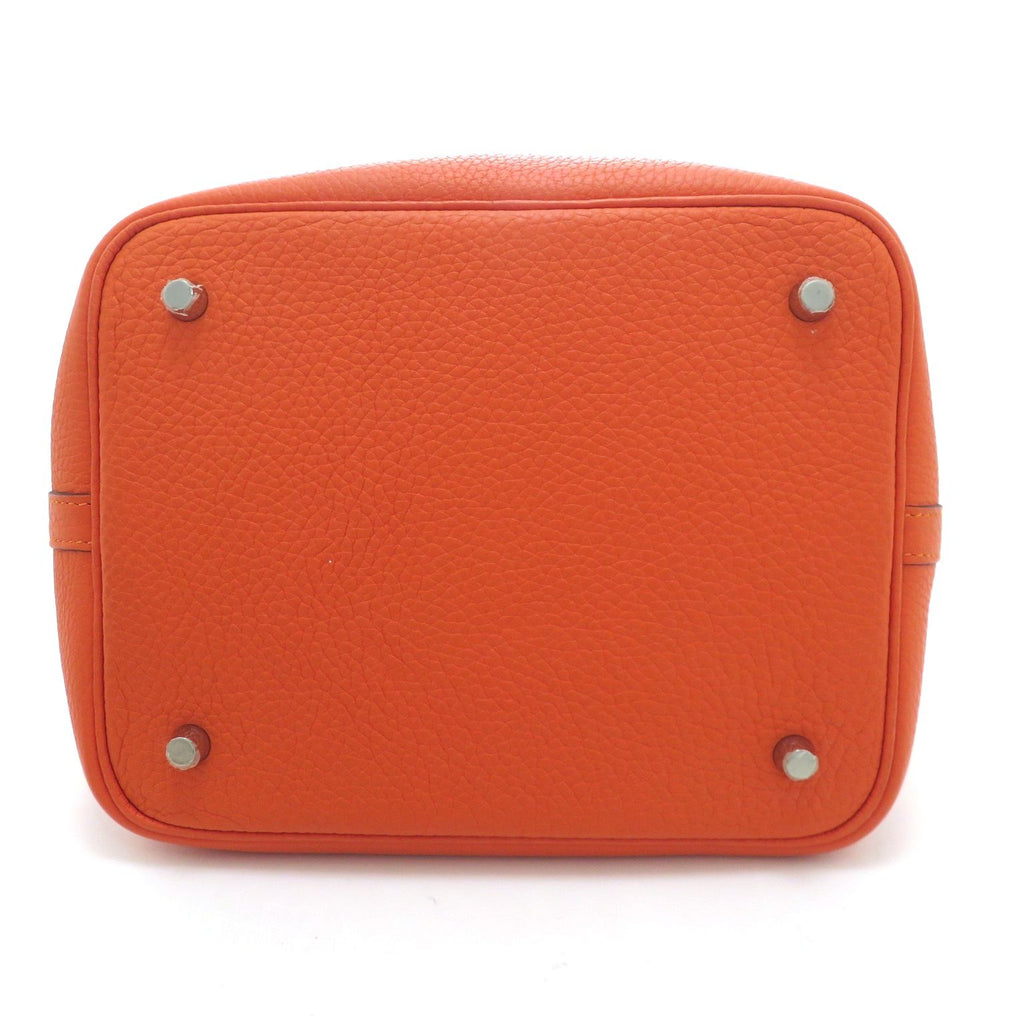 Hermes Picotin Lock MM Silver Handbag Taurillon Clemence Orange — view 3
