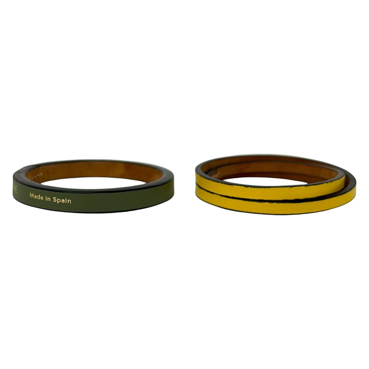 Loewe Bangle Double Leather Khaki Yellow Set Bracelet — view 3