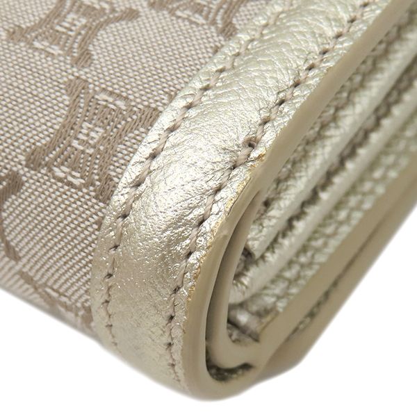 Celine Chain Wallet Macadam Canvas Leather Beige Gold Shoulder Bag — view 4