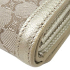 Celine Chain Wallet Macadam Canvas Leather Beige Gold Shoulder Bag — view 4