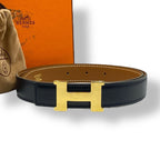 Hermes Belt Leather Reversible H Logo Black