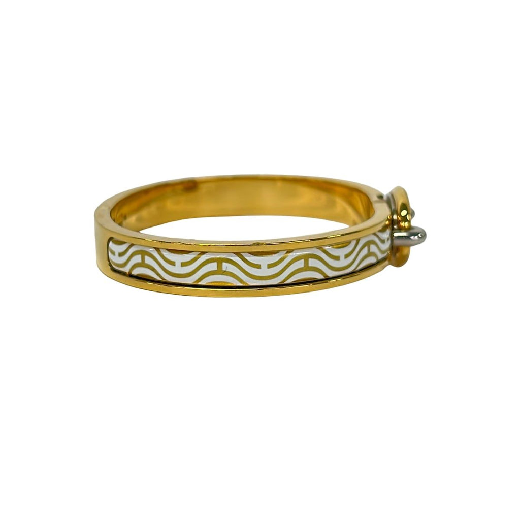 Hermes Bangle Mini Clic Chaine D'ancre Gold Silver White Bracelet — view 2