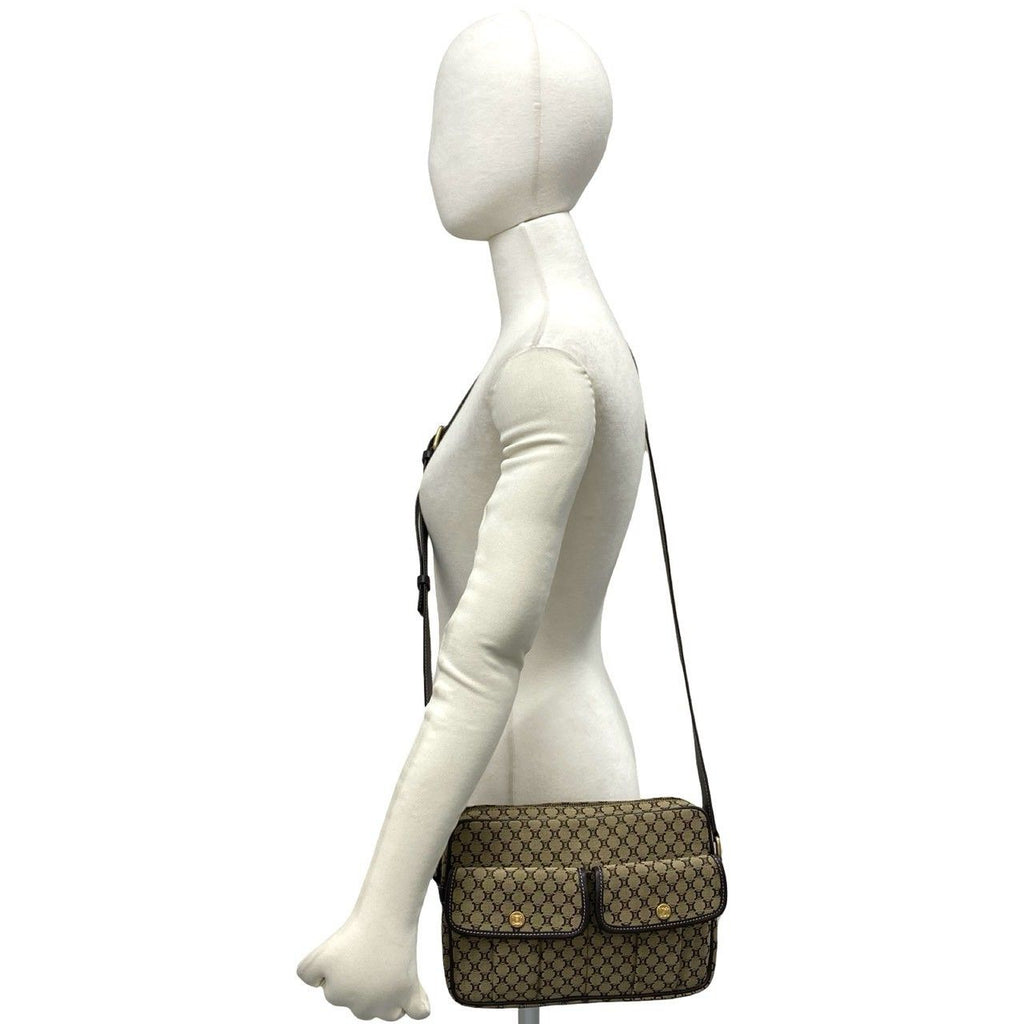 Celine Macadam Blason Pattern Canvas Leather Shoulder Bag Pochette Crossbody — view 2