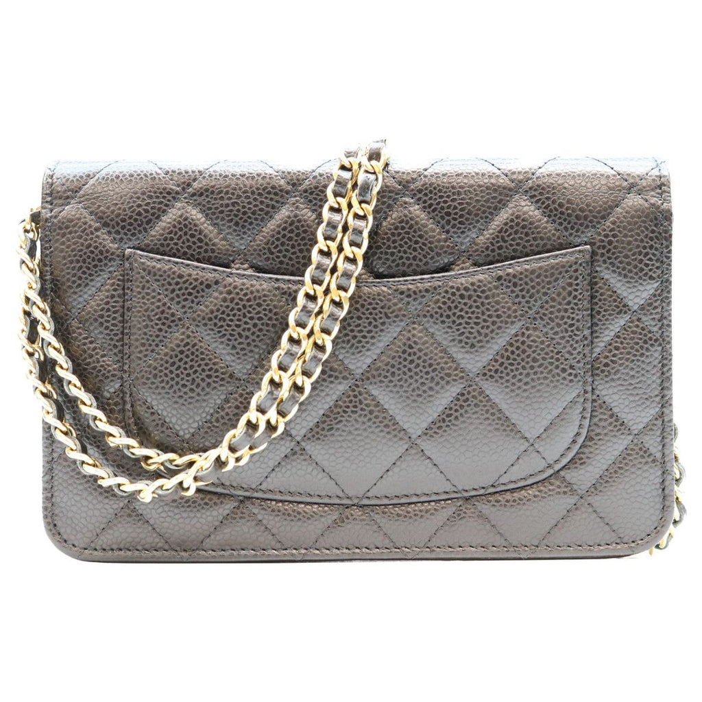 Chanel Black Tamless Classic Caviar Chain Wallet Shoulder Bag — view 3